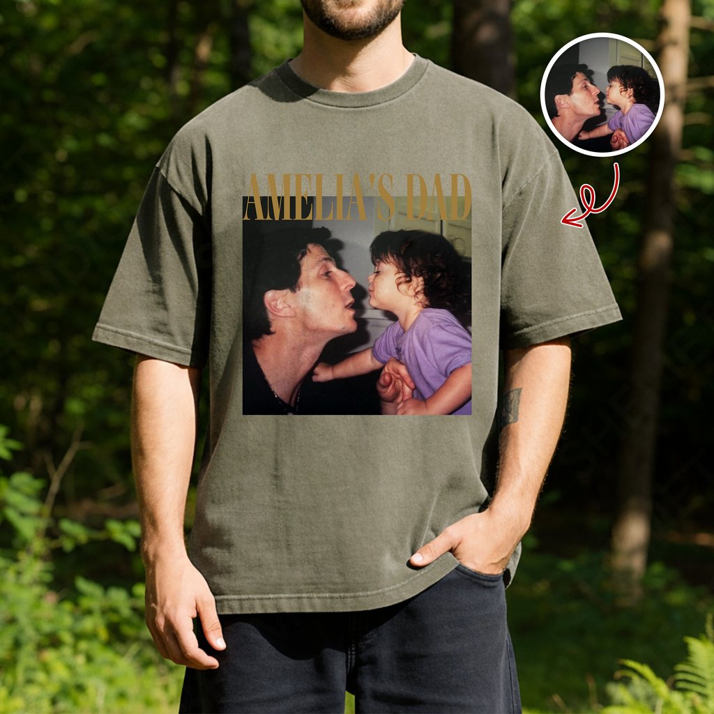 Personalized Photo Comfort Shirt Custom Gift for Dad Comfort Shirt GradoCreations