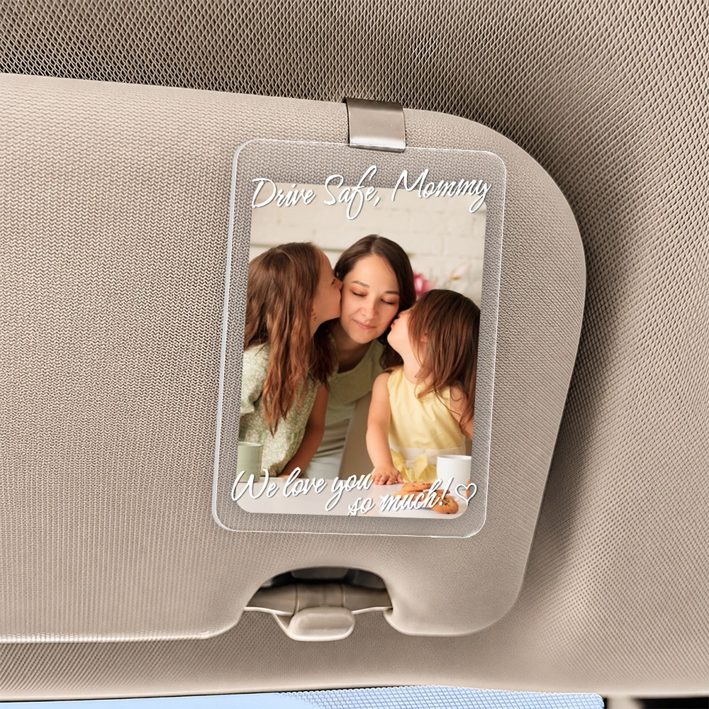 Personalized Acrylic Car Visor Clip with Photo for Dad's Day Gift HN590 - Acrylic Car Visor Clip GradoCreations