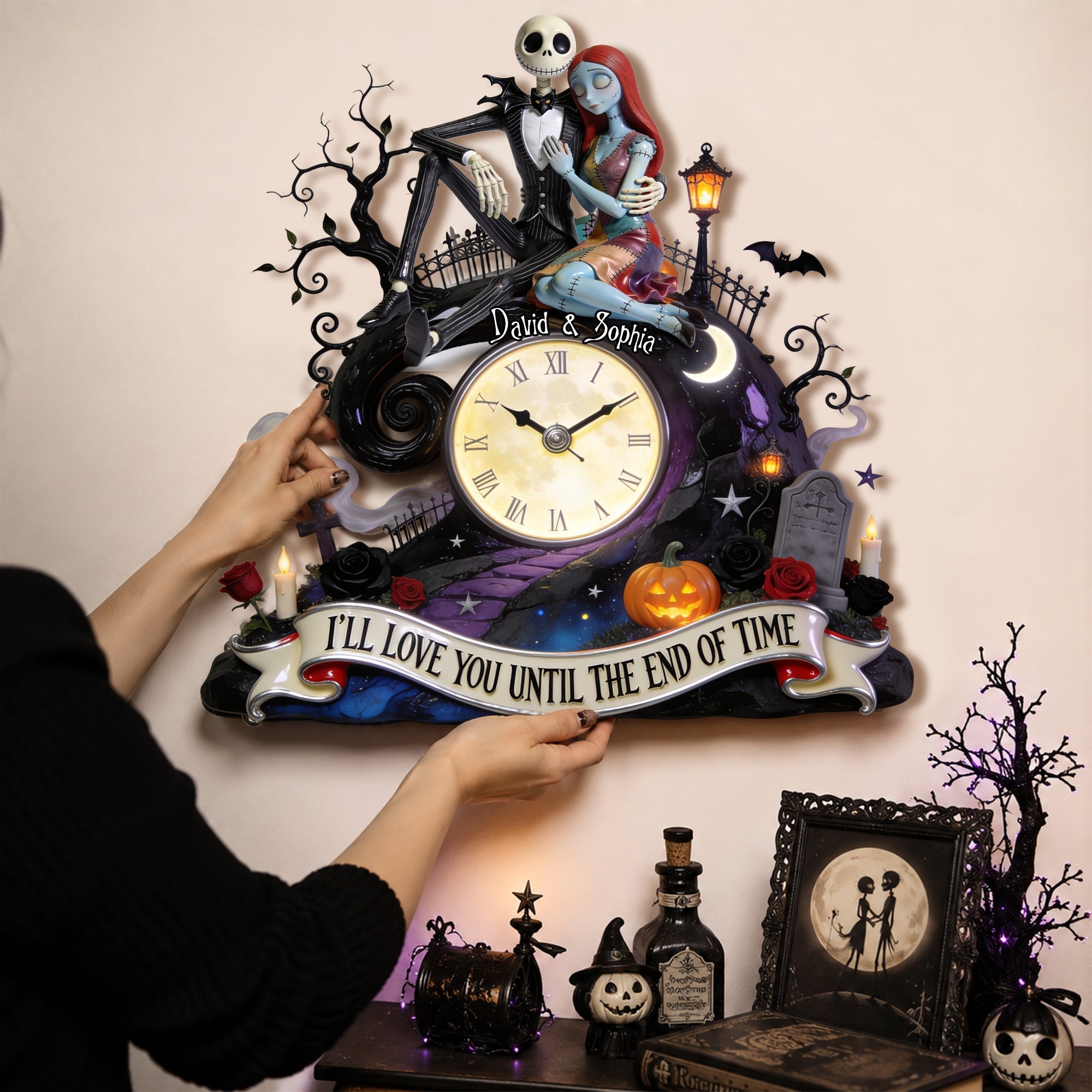 Personalized Acrylic Wall Clock Gift for Couples - I'll Love You Until the End of Time Wall Hanging Clock GradoCreations