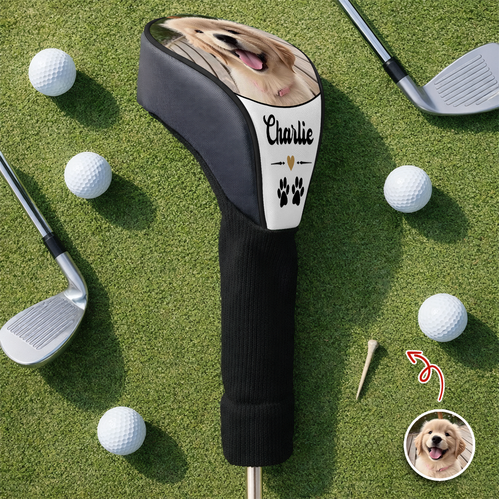 Personalized Photo Golf Club Head Cover Custom Gift for Dad HN590 - Golf Club Head Cover GradoCreations