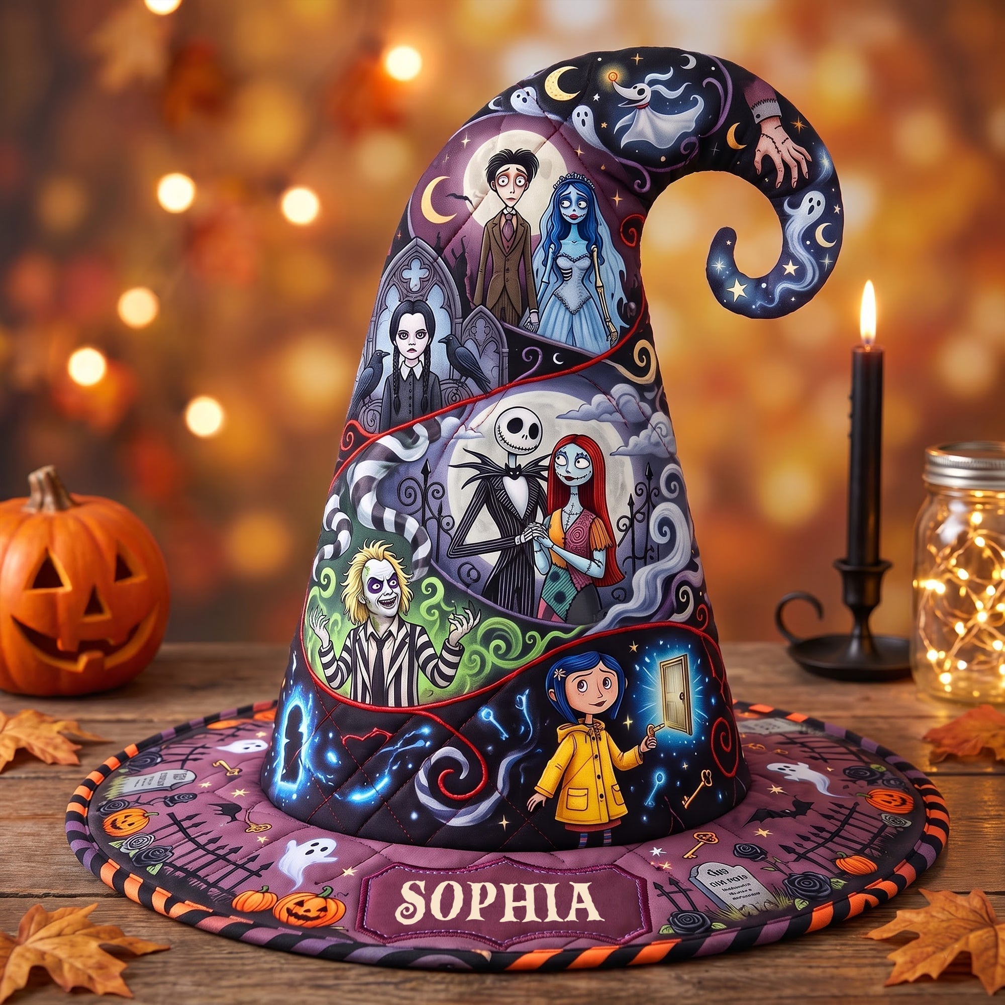 Personalized Quilted Witch Hat for Halloween | Unique Gift Idea Quilt Witch Hat GradoCreations