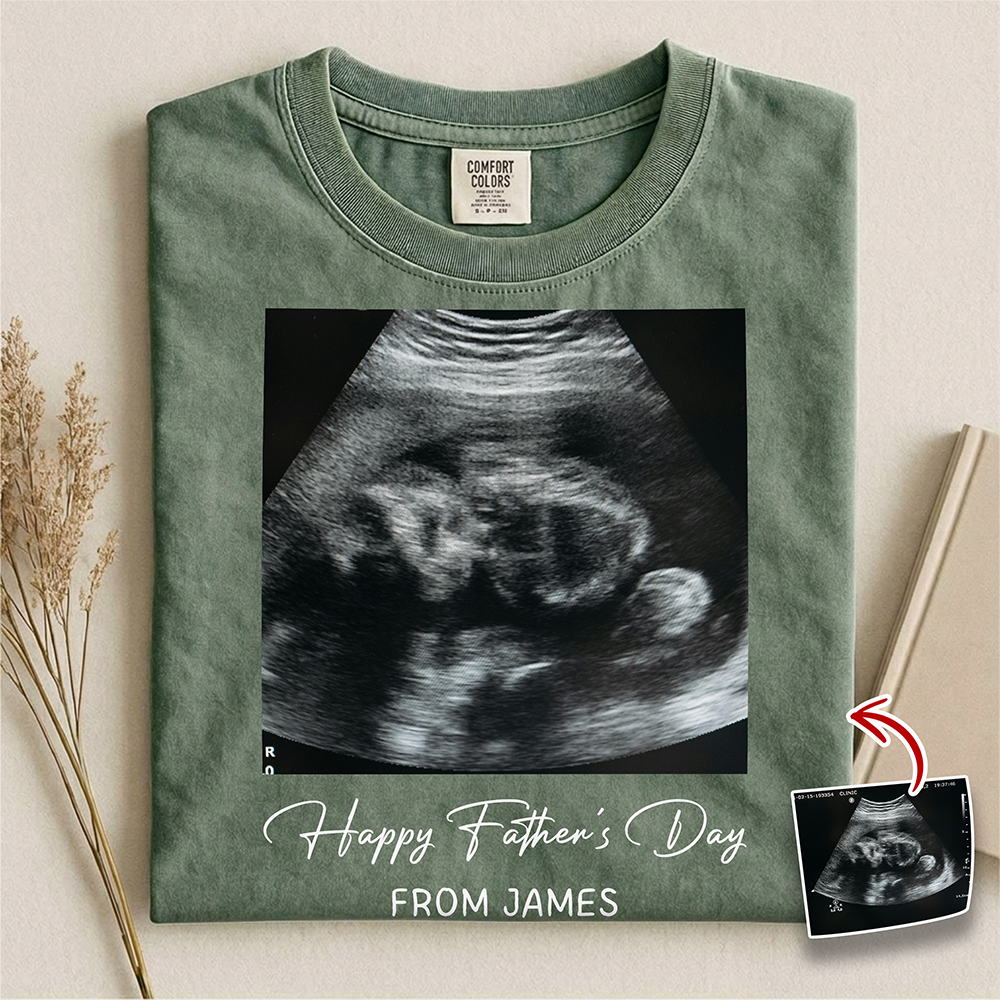 Personalized Ultrasound Photo Comfort Shirt Gift for New Dad Comfort Shirt GradoCreations
