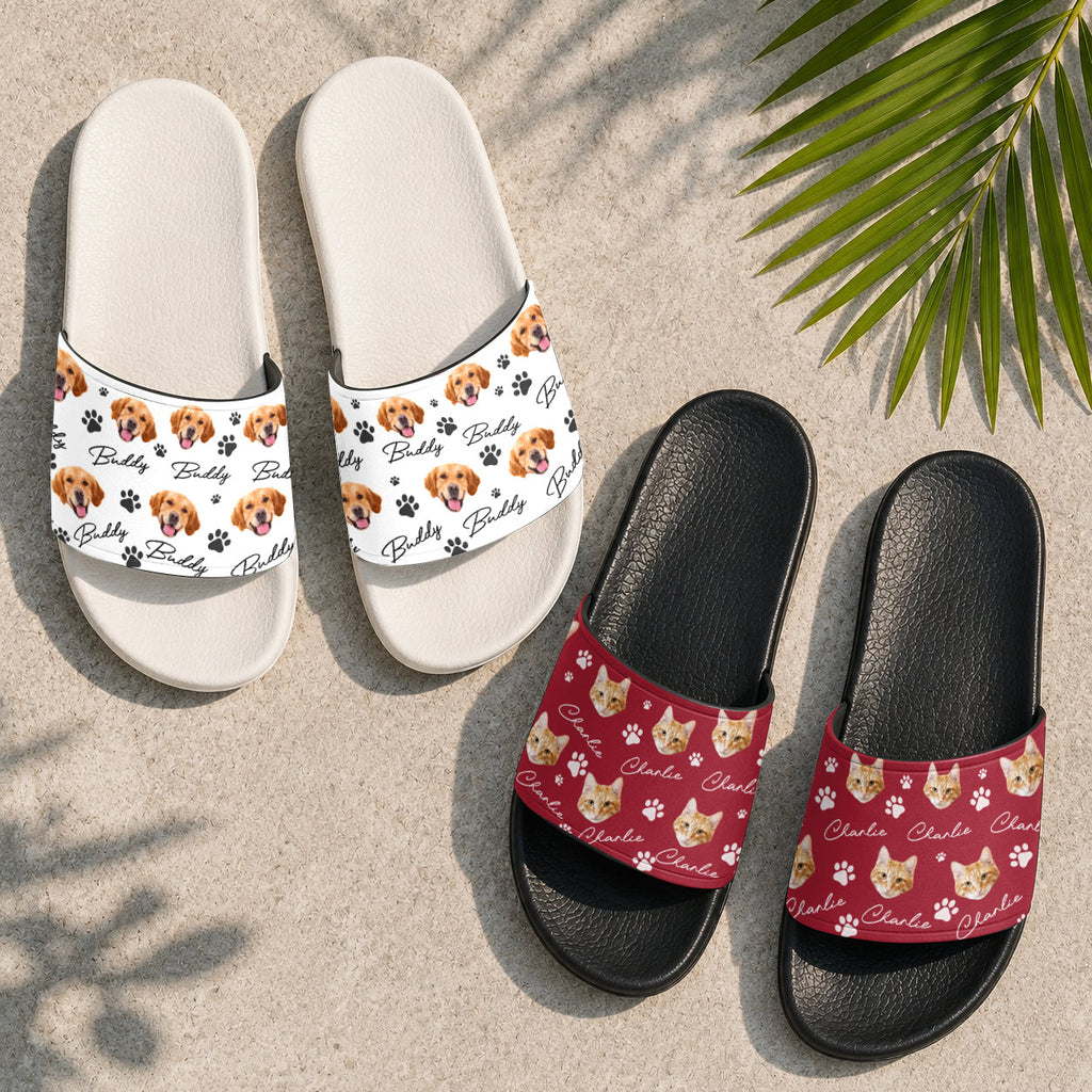 Personalized Slide Sandals Custom Photo Gift for Dog Lovers HN590 - Slide Sandals GradoCreations