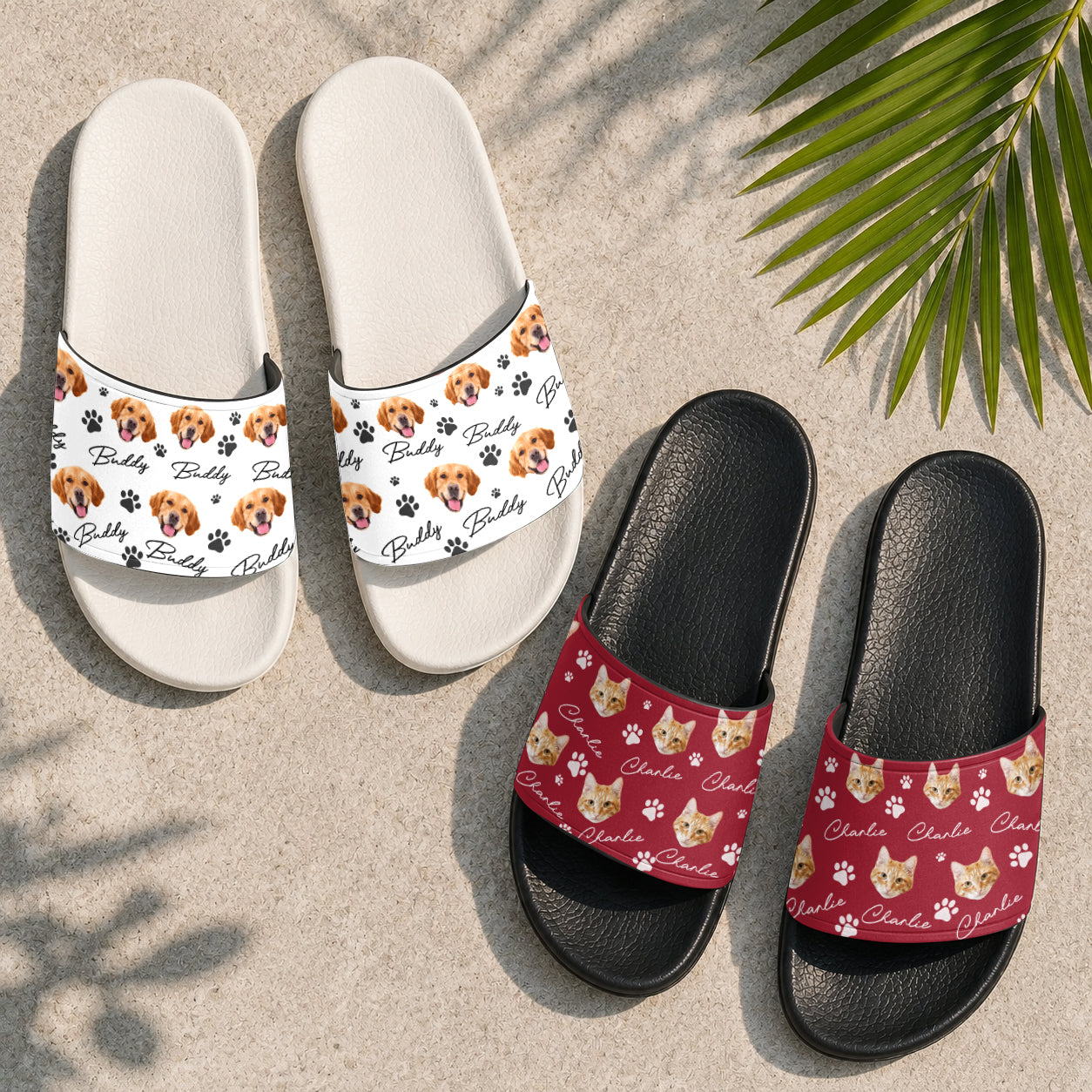 Personalized Slide Sandals Custom Photo Gift for Dog Lovers HN590 - Slide Sandals GradoCreations