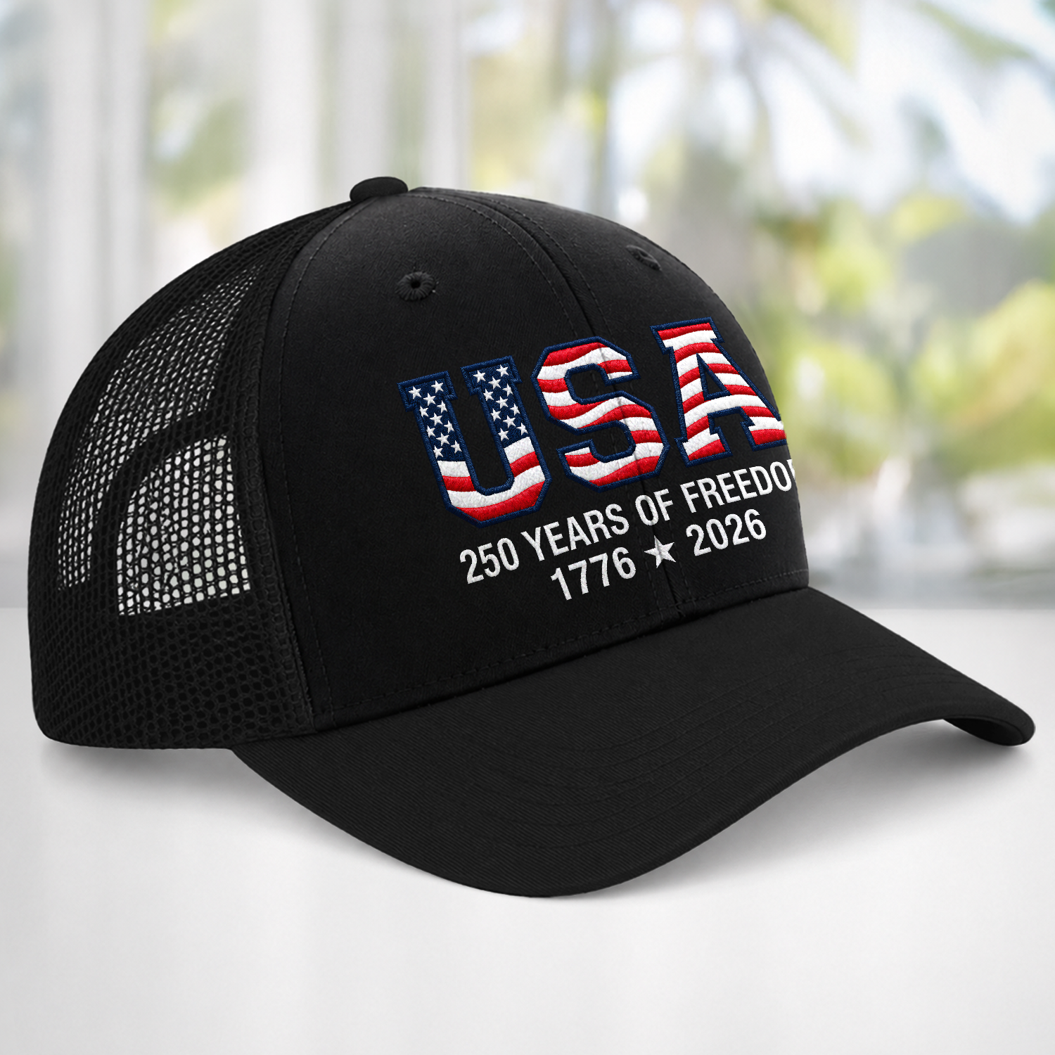 Personalized Embroidered Trucker Hat 250 Years USA Gift for Dad HN590 - Embroidered Trucker Hat GradoCreations