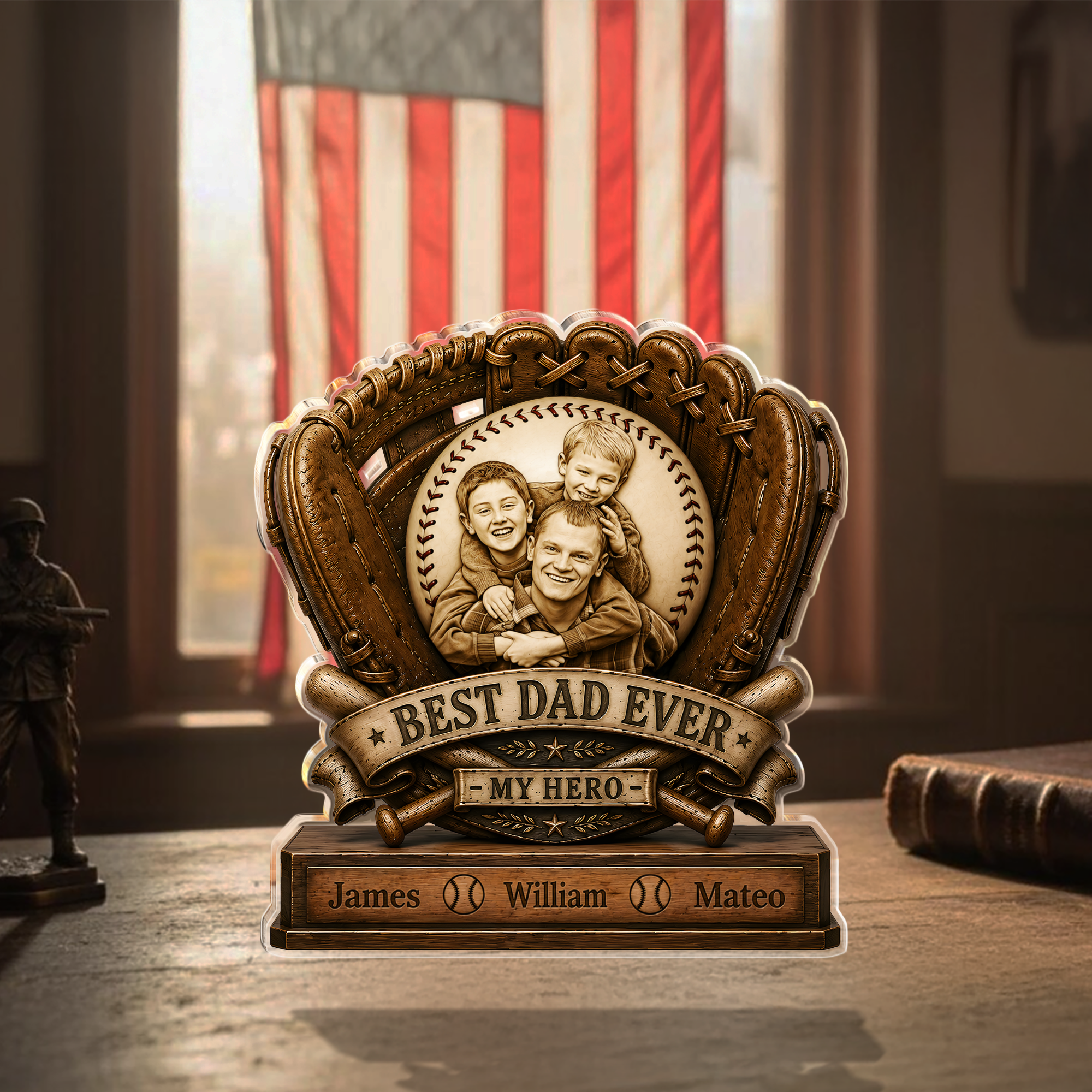 Personalized Baseball Acrylic Block Plaque Best Dad Ever Gift HN590 - Acrylic Block Plaque fix GradoCreations