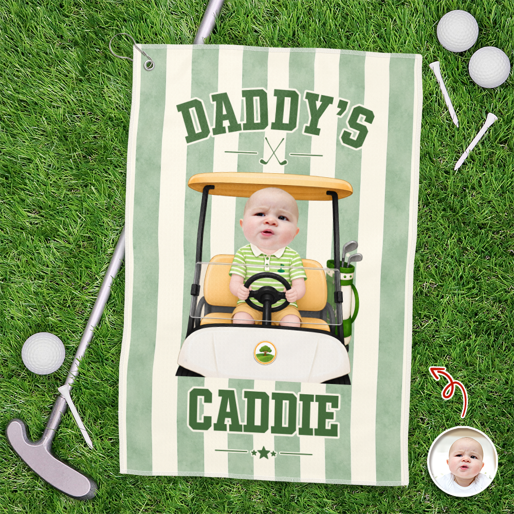 Personalized Photo Golf Towel Gift for Dad on Father's Day HN590 - Golf Towel GradoCreations