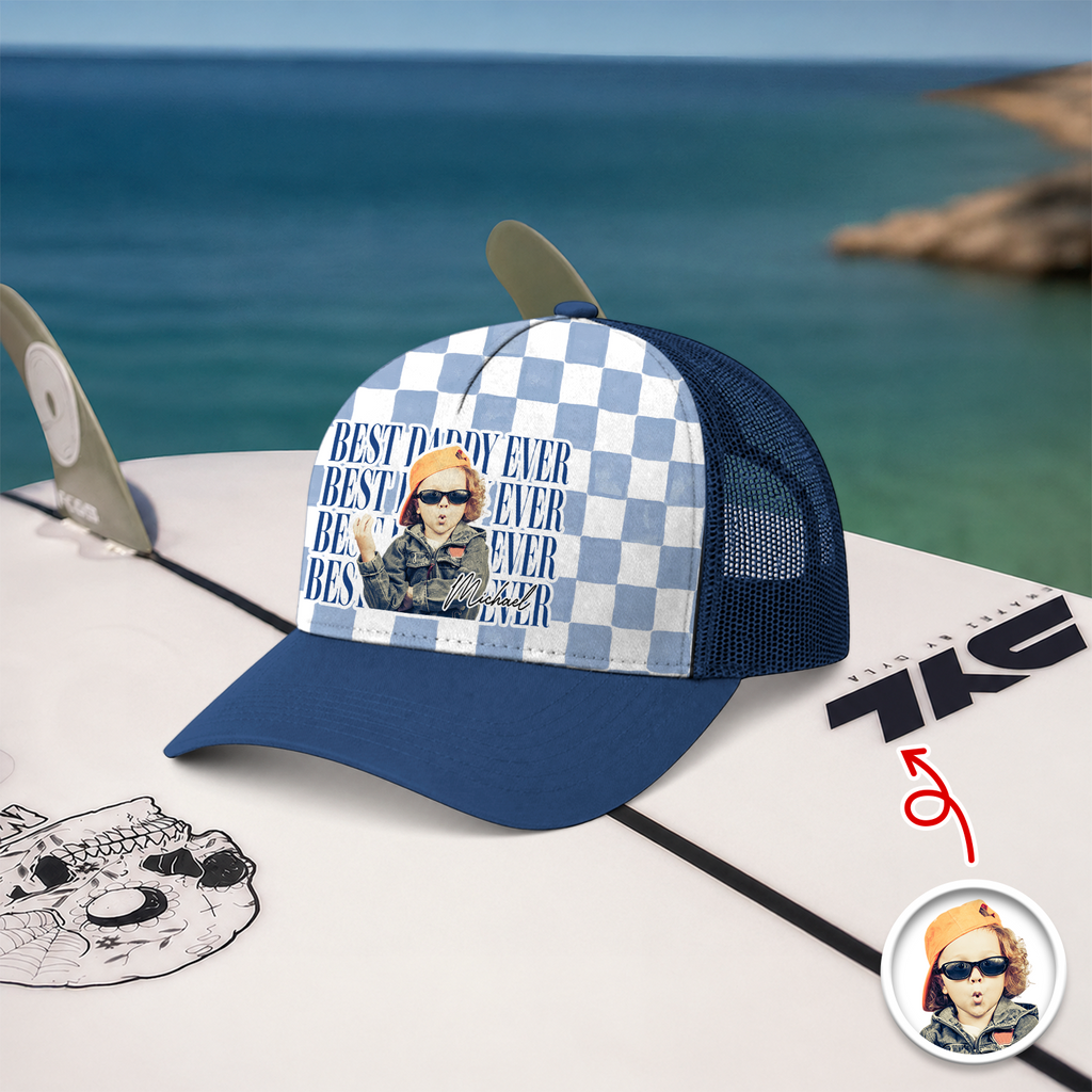 Personalized Leather Patch Hat Custom Photo Gift for Dad HN590 - Leather Patch Hat GradoCreations
