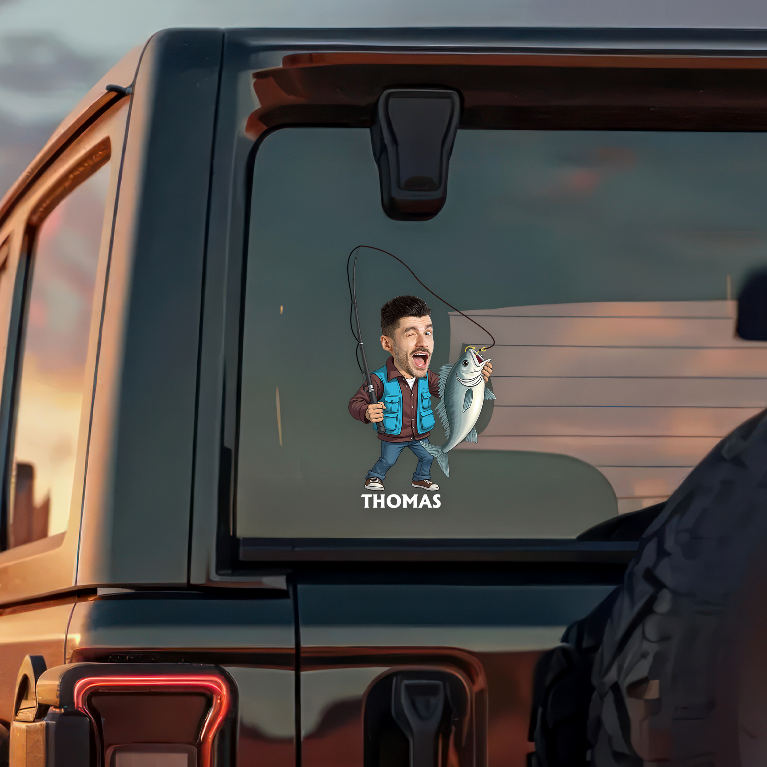 Custom Face Fisherman Car Sticker Personalized Gift for Dad Decal Sticker GradoCreations