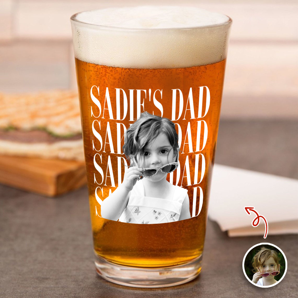 Personalized Vintage Photo Beer Glass Custom Gift for Dad HN590 - Print Beer Glass GradoCreations