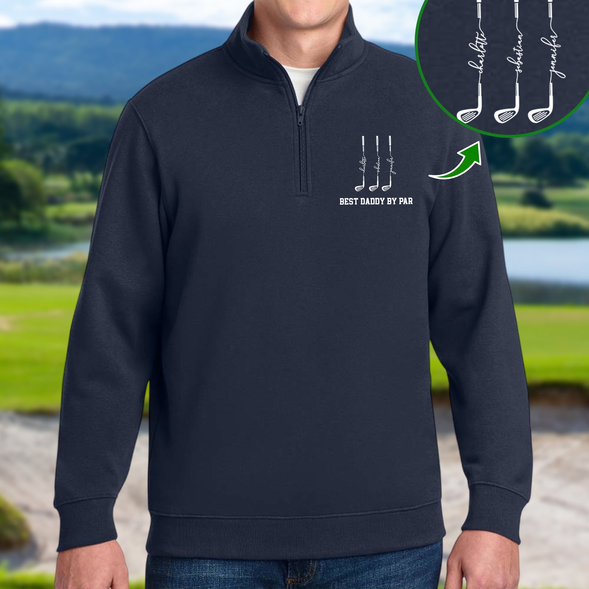 Personalized Best Dad by Par Golf Quarter Zip Sweater Gift for Dad HN590 - Printed Golf Quarter Zip Sweater GradoCreations