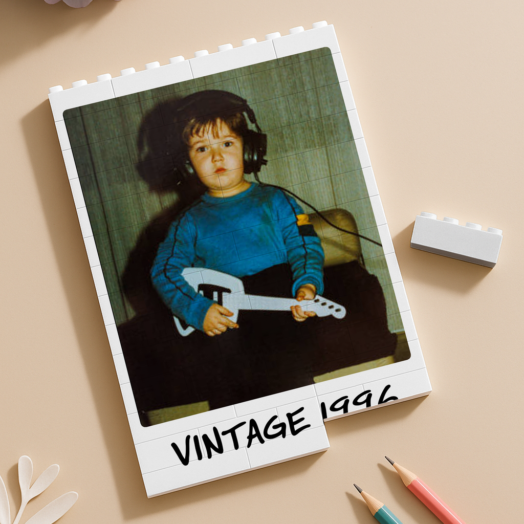 Personalized Photo Vintage Building Block Birthday Gift for Him/Her HN590 - Building Blocks GradoCreations