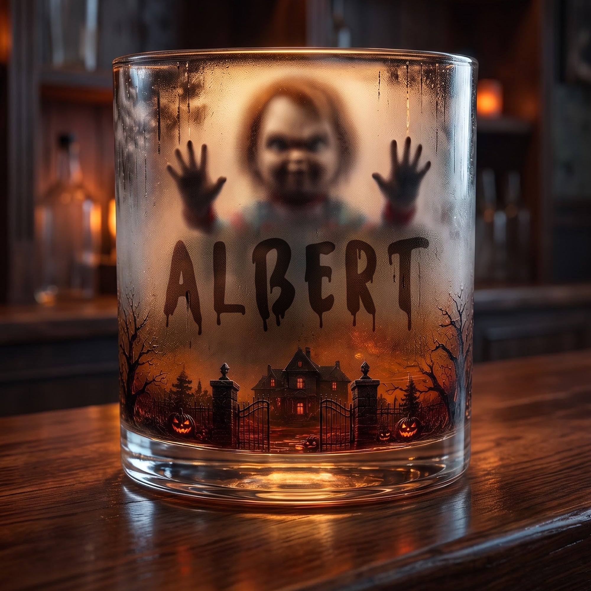 Personalized Halloween Whiskey Glass Custom Name Gift for Him/Her Whiskey Glass GradoCreations
