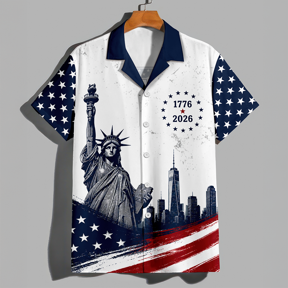 Personalized Statue of Liberty Hawaiian Shirt Custom Gift for 4th of July HN590 - AOP Hawai Shirt GradoCreations