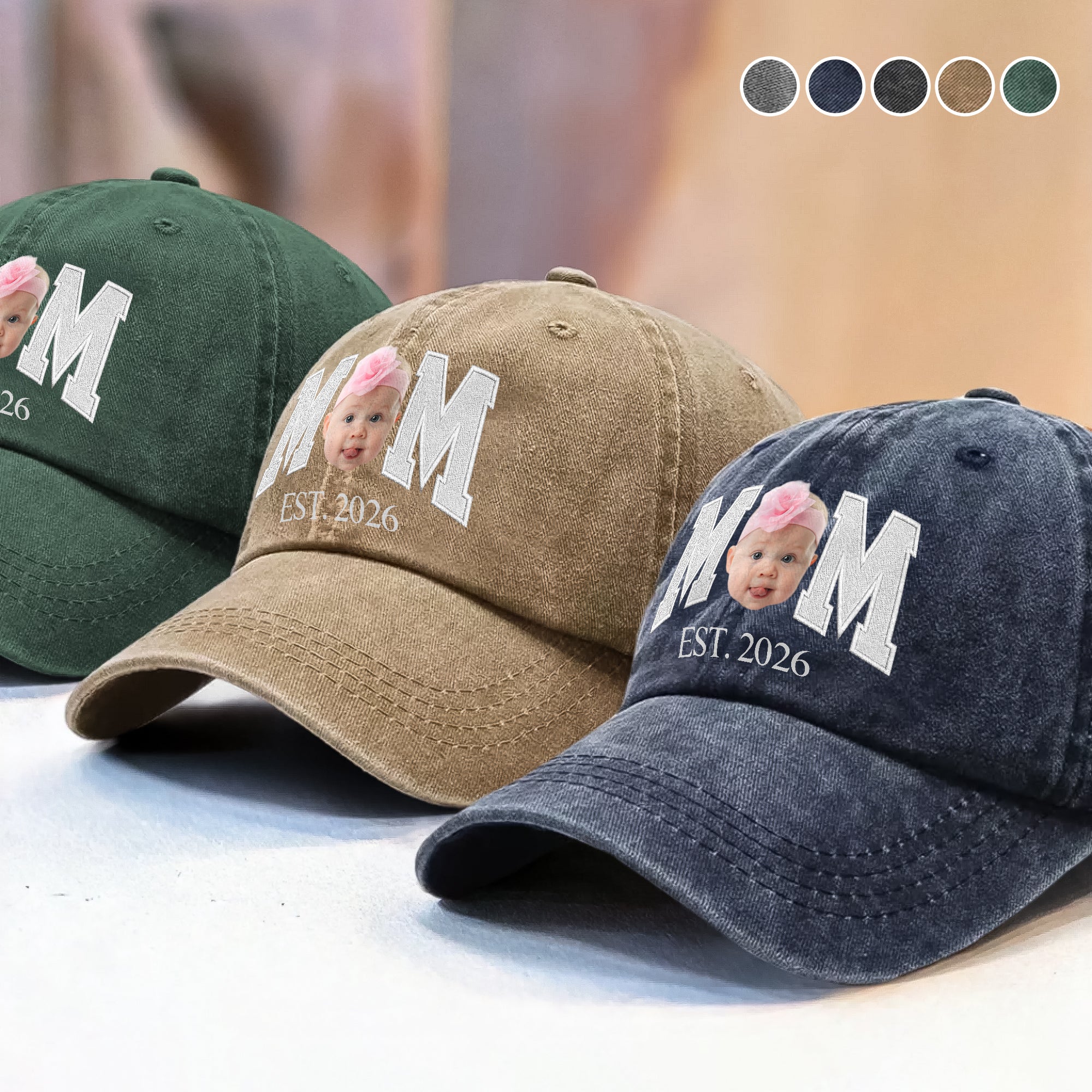 Custom Photo Face Washed Denim Baseball Cap Gift for Dad HN590 - Washed Denim Baseball Cap GradoCreations