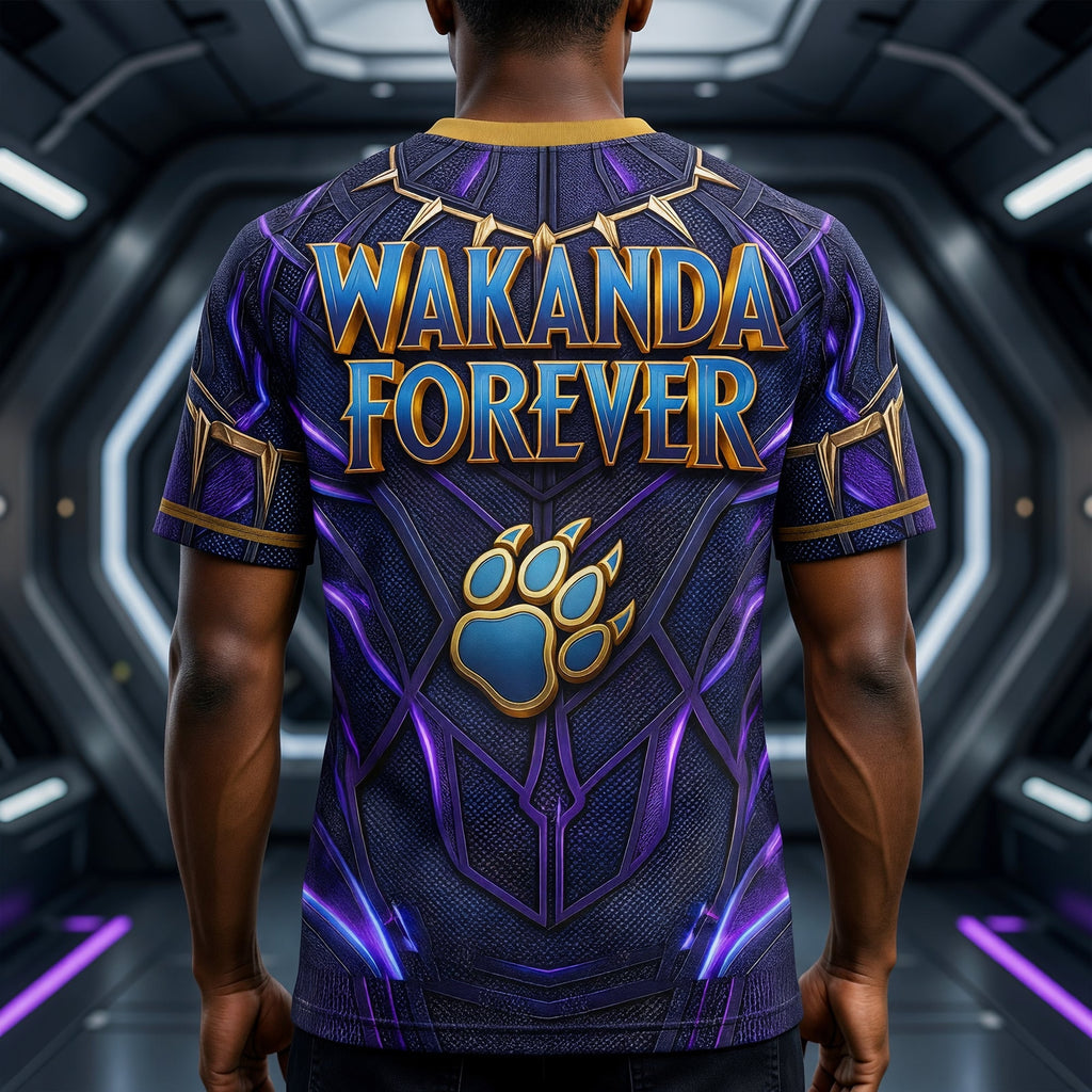 Personalized Black Father Wakanda Forever All Over Shirt Gift for Dad