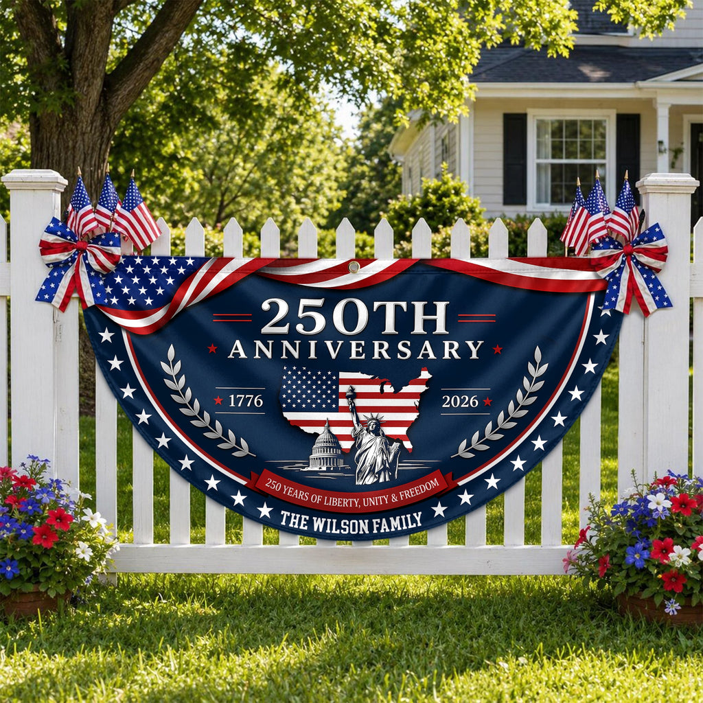 Personalized Family Name Flag 250 Years of Liberty Gift HN590 - Non-Pleated Fan Flag GradoCreations