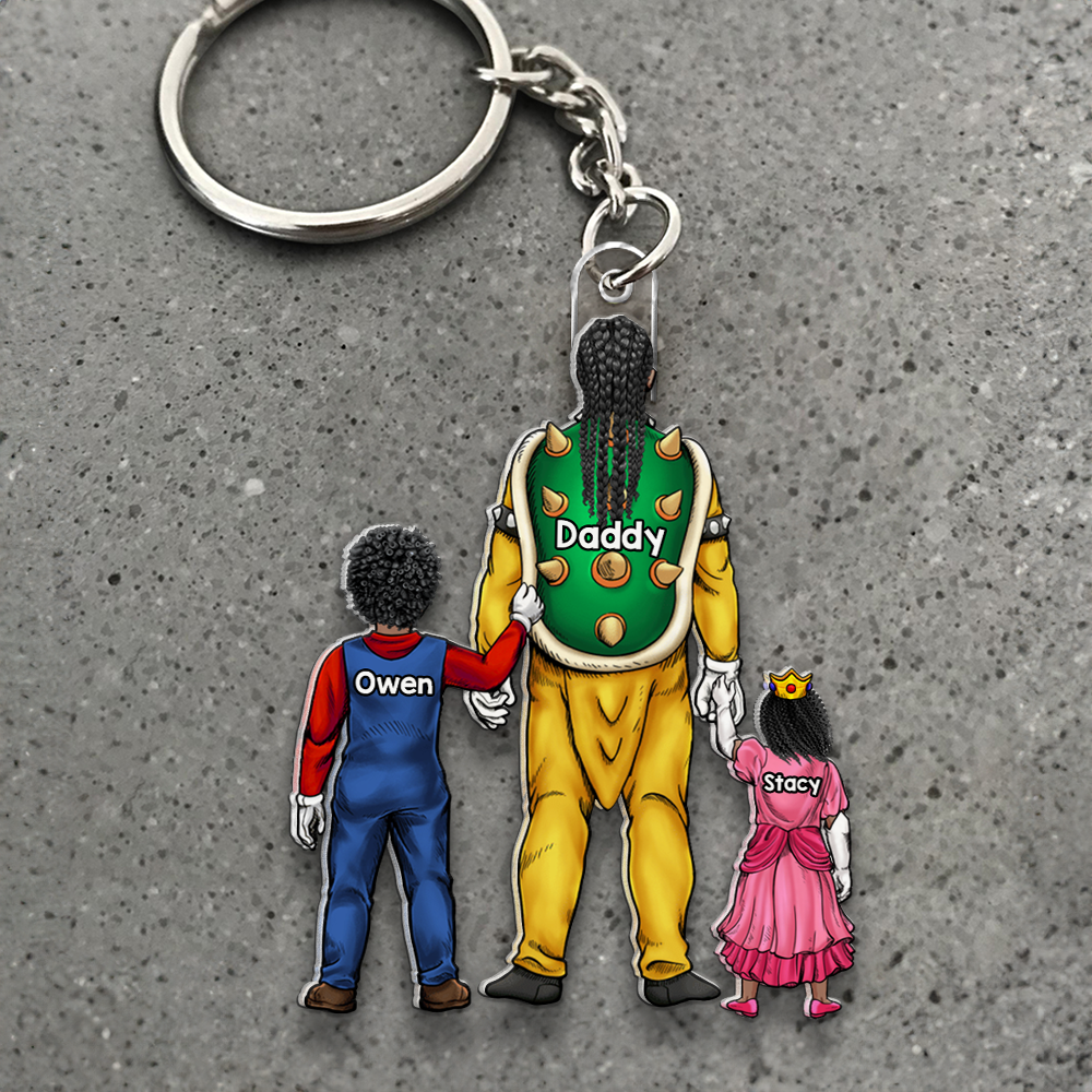 Personalized Mrio Gamer Dad Acrylic Keychain Gift for Dad