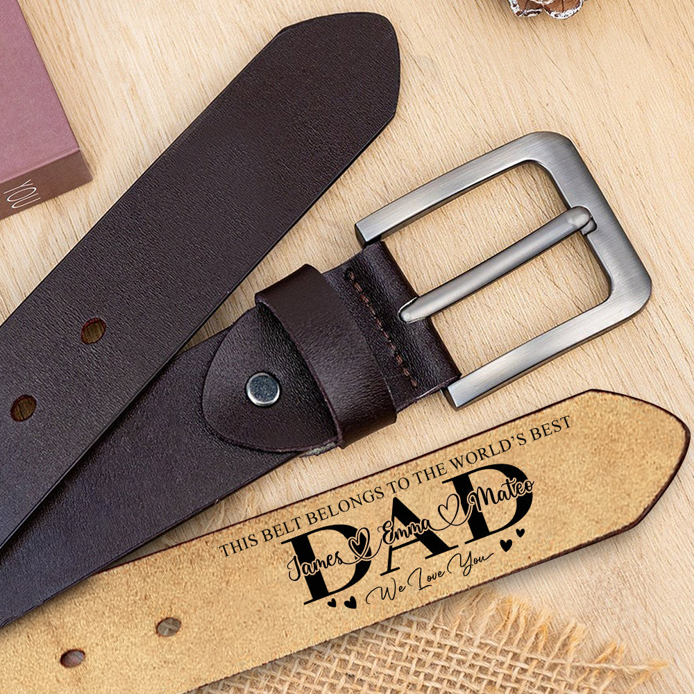 Personalized Leather Belt Custom Name Gift for Dad HN590-Belt GradoCreations