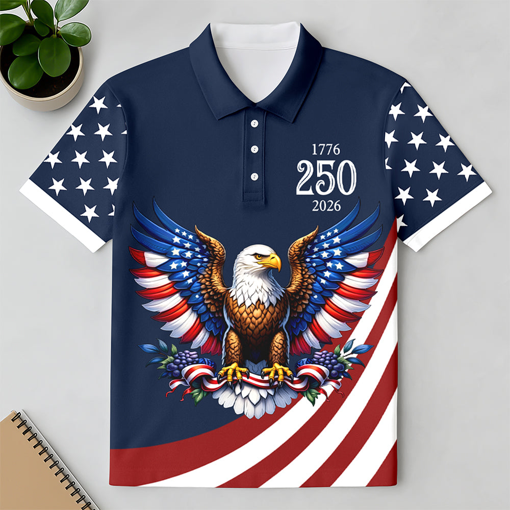Personalized American Pride Eagle Polo Shirt Gift for Dad HN590 - Men's Polo Shirt GradoCreations
