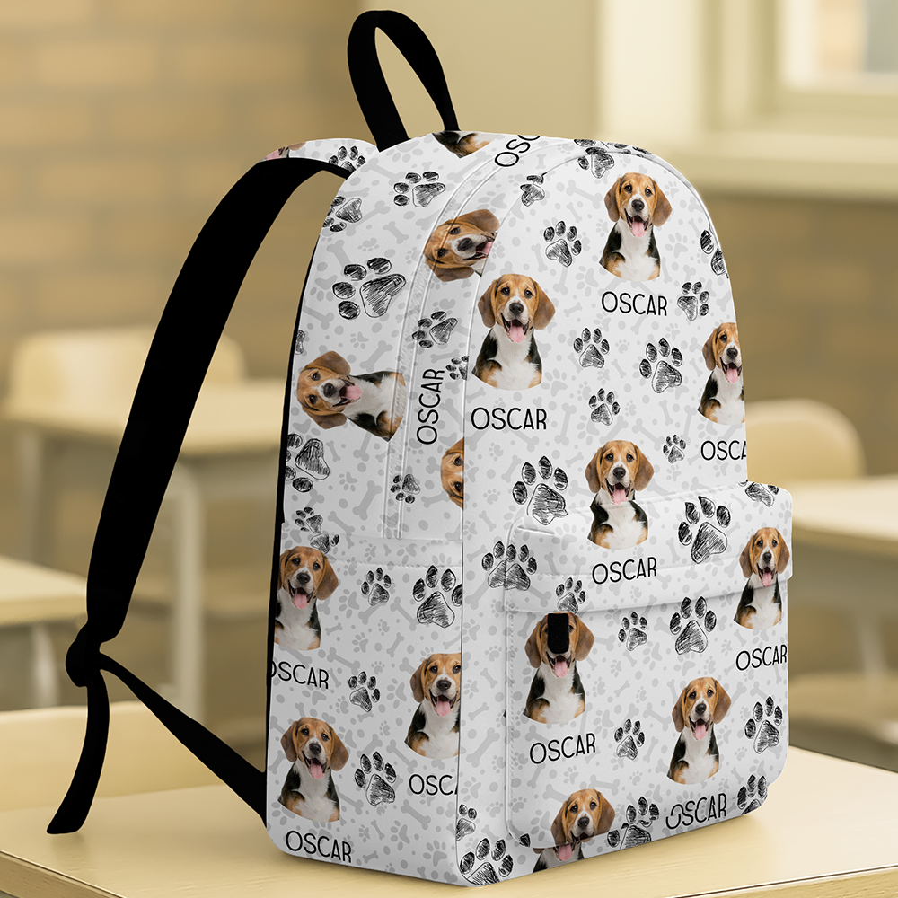Personalized Photo Pet Paw Backpack Custom Gift for Dog Lover HN590 - Printed Backpack GradoCreations