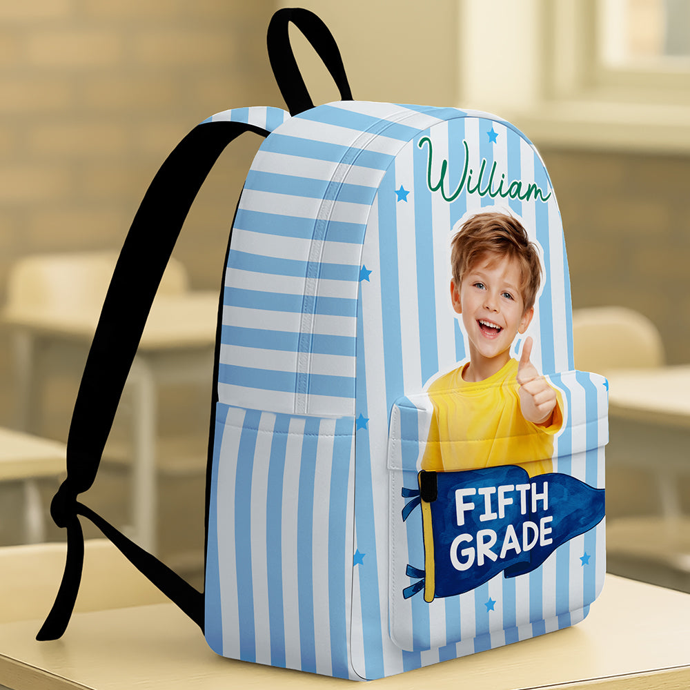 Personalized Photo Pennant Backpack Custom Gift for Kids HN590 - Printed Backpack GradoCreations