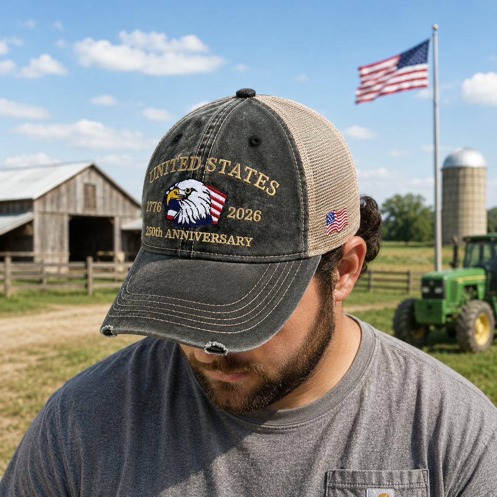 Personalized Independence Trucker Hat USA Flag Gift for Dad HN590 - Embroidery Hat Josh fix GradoCreations