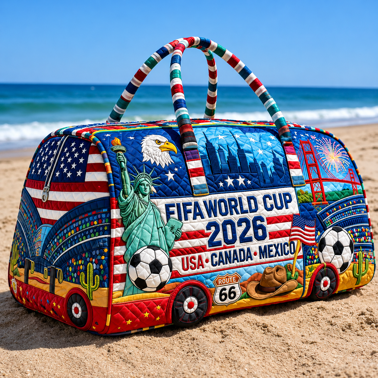 FIFA World Cup 2026 Traveling Quilted Duffle Bag Gift for Soccer Fans