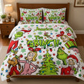 Personalized Grinch Quilted Bedding Set Custom Name Christmas Gift Quilted Bedding Set GradoCreations