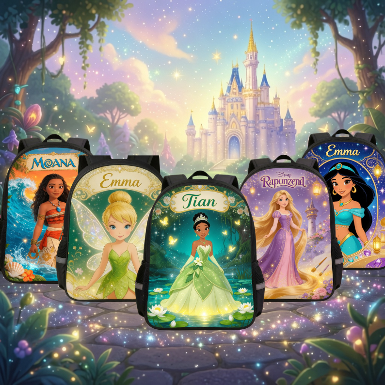 Personalized Princess Backpack Set with Lunch Bag & Water Bottle | Back to School Gift