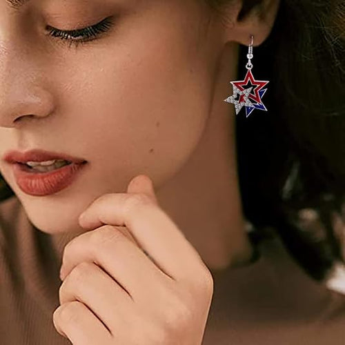 4th of July Patriotic American Flag Earrings for Women HN590 - America Earrings fix GradoCreations