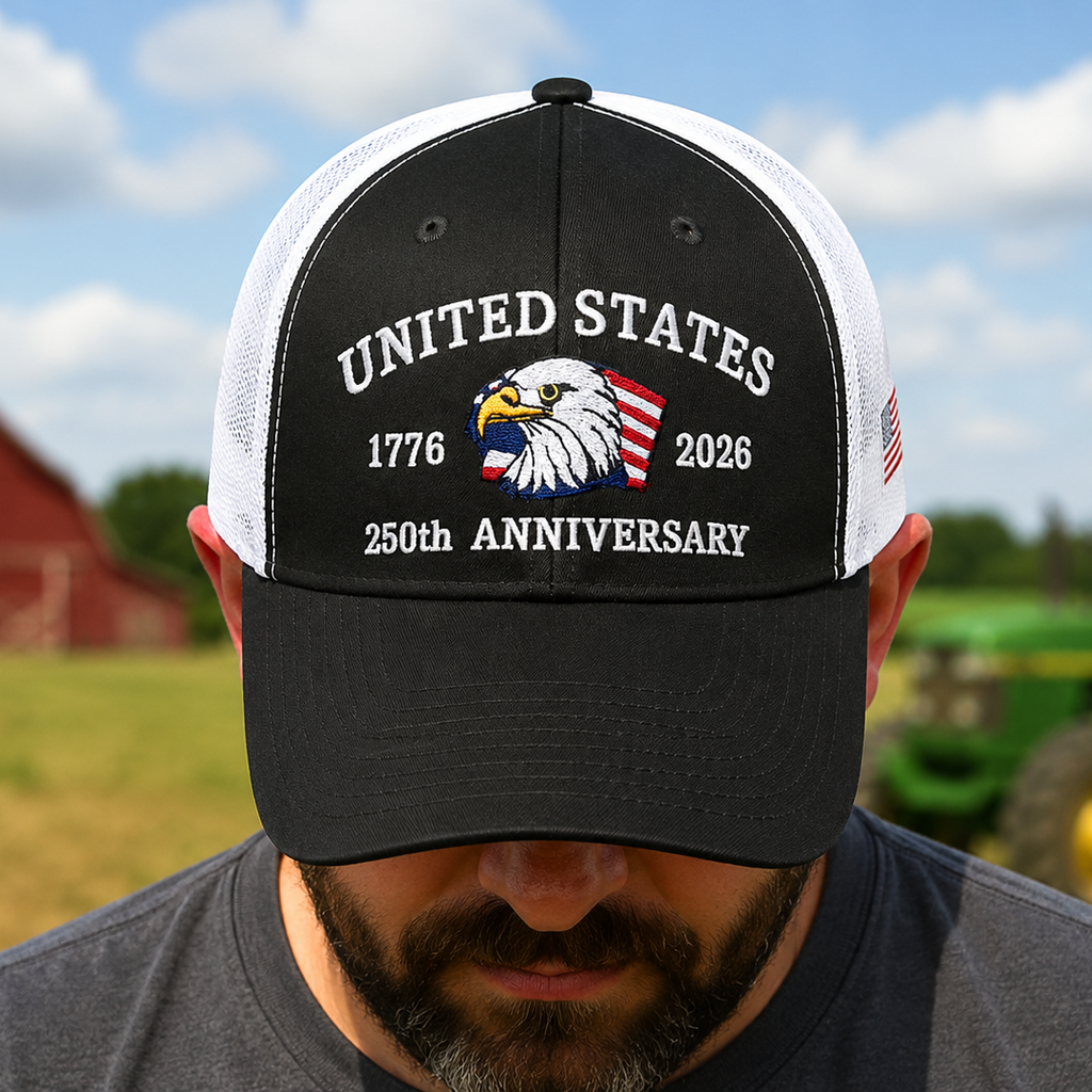 Personalized Patriotic Trucker Hat 250th Anniversary Gift HN590 - Embroidered Trucker Hat GradoCreations