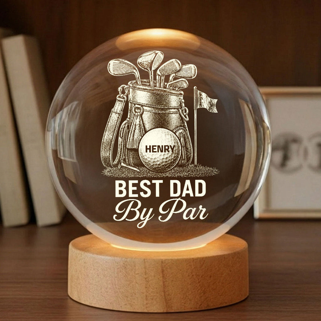 Personalized Golf Crystal Globe Lamp for Dad, Grandpa - Unique Gift Idea