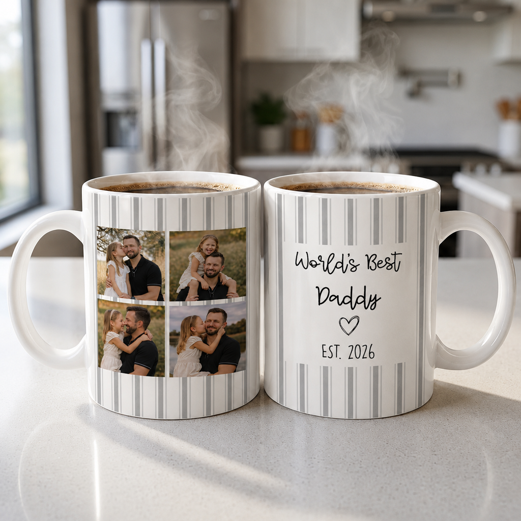 Personalized Photo Mug Gift for Dad Custom Design Father's Day HN590 - edge to edge mug GradoCreations