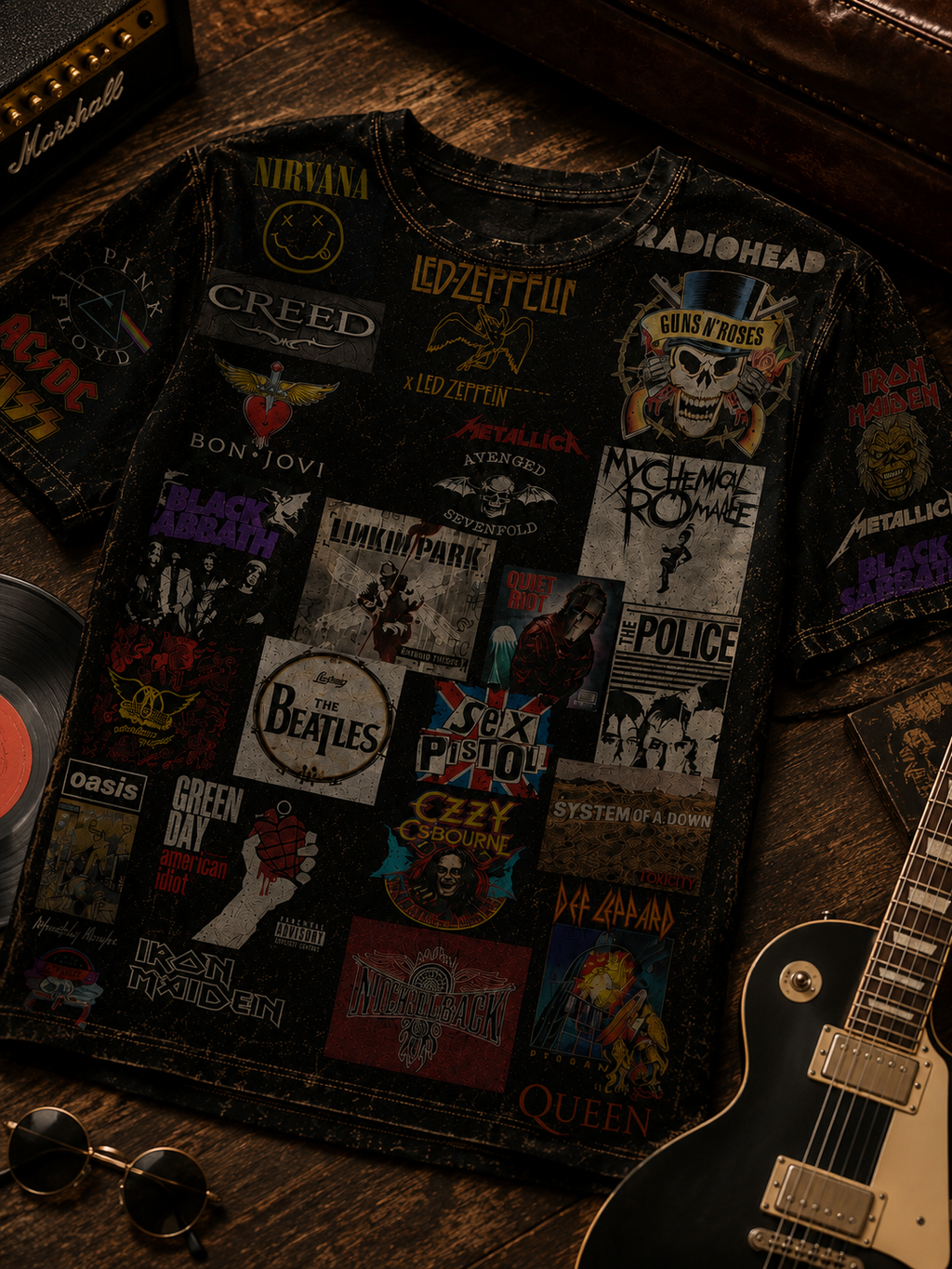 All-Over Print Classic Rock T-Shirt Gift for Music Lovers GradoCreations