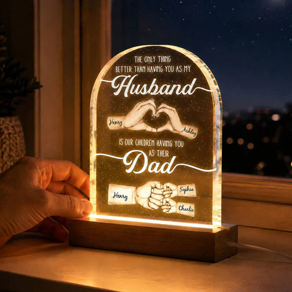 Personalized 3D LED Light Gift for Husband Dad Hand Heart