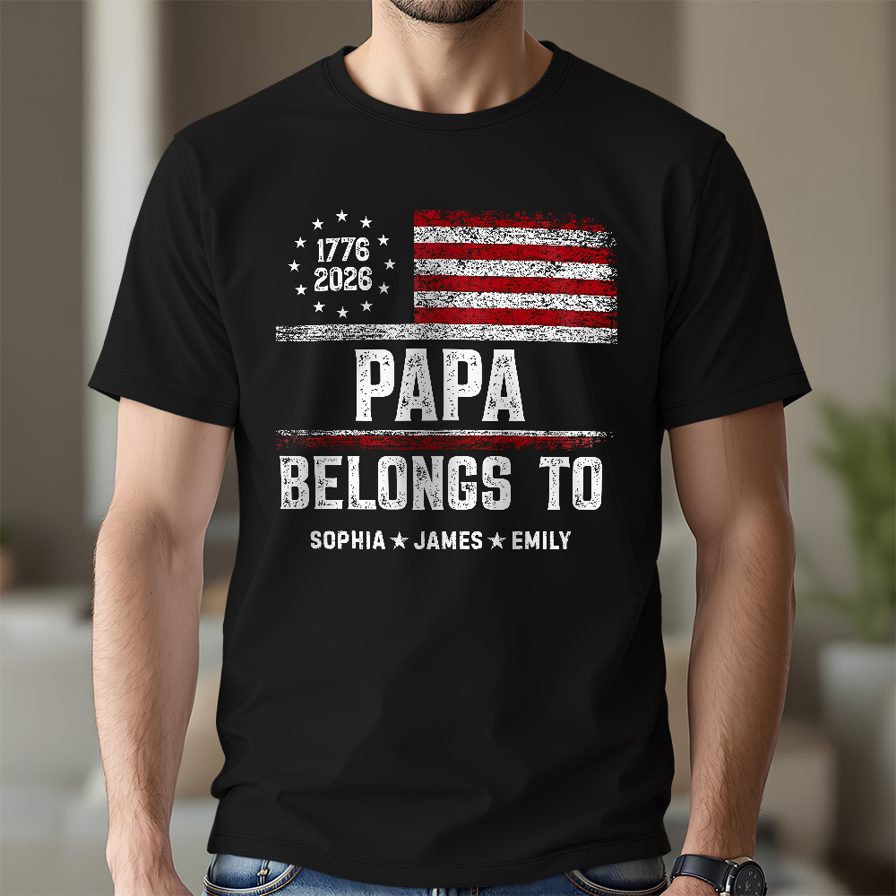 Personalized Papa Belongs To Dark Shirt Patriotic Gift for Dad HN590 - Tshirt GradoCreations