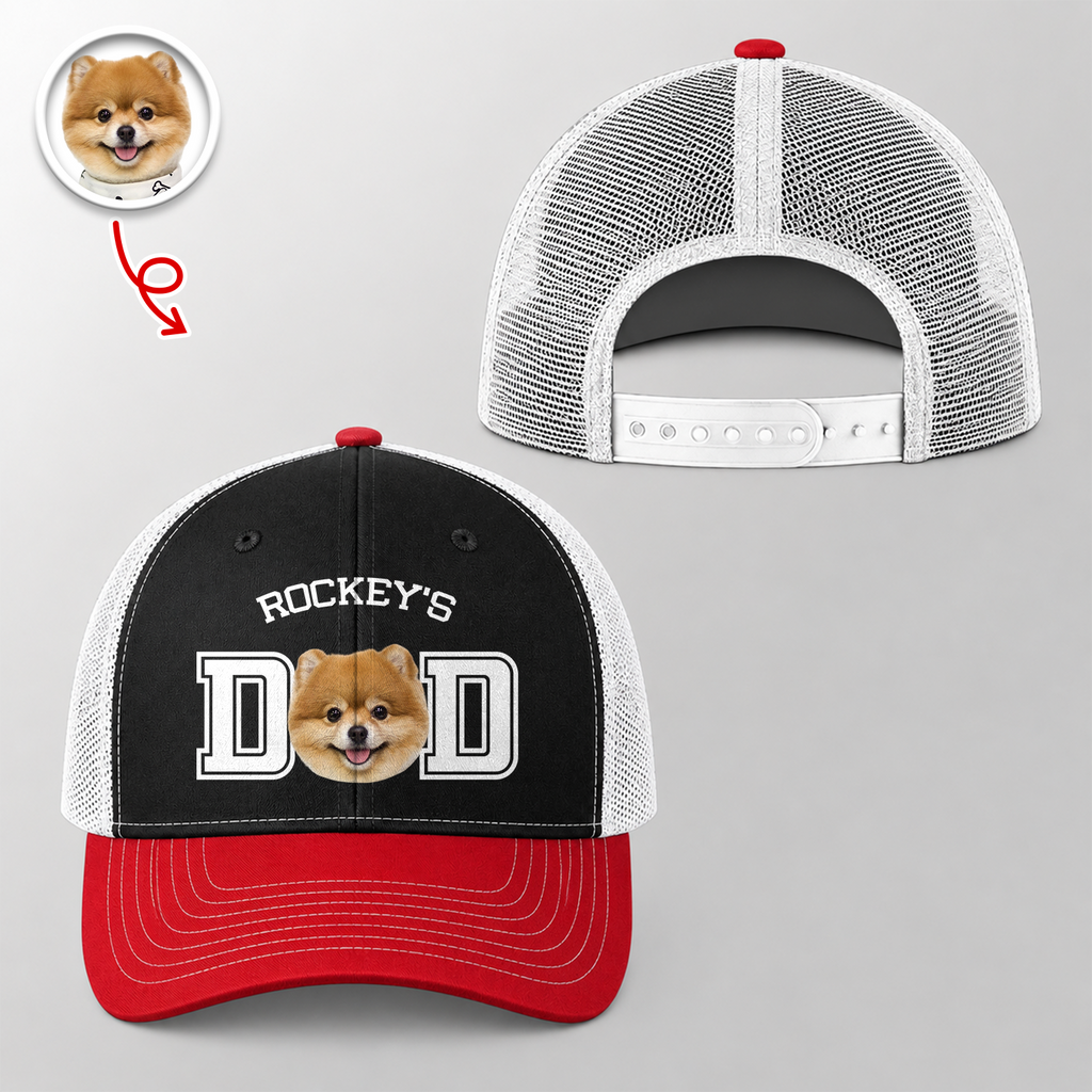 Personalized Photo Trucker Hat Custom Name Gift for Dog Dad HN590 - Print Trucker Hat GradoCreations