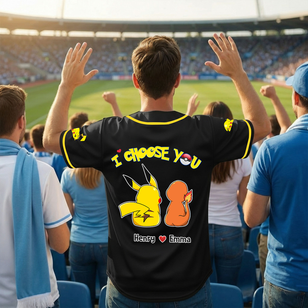 Personalized Pokemon Baseball Jersey Custom Couple Gift for Movie Fans Baseball Jersey GradoCreations