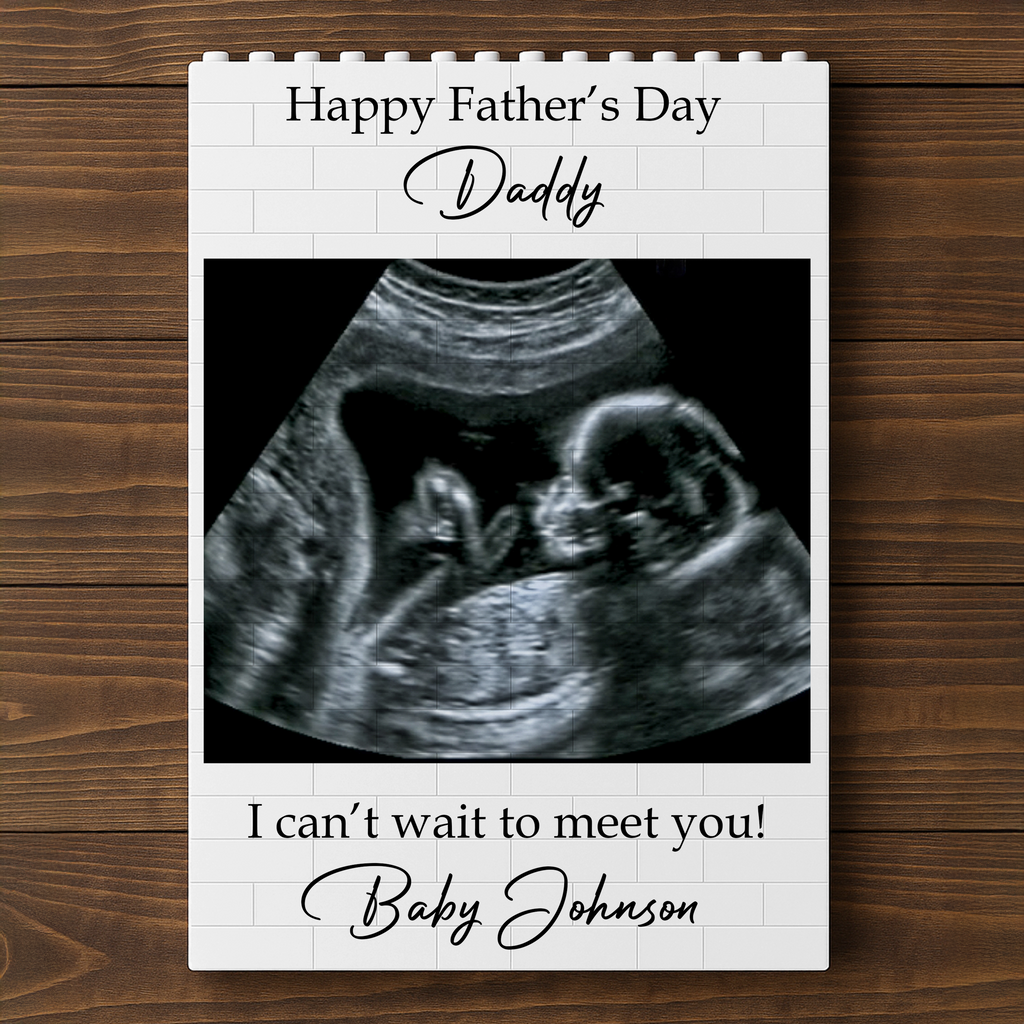 Personalized Baby Bump Photo Building Block Gift for Dad HN590 - Building Blocks GradoCreations