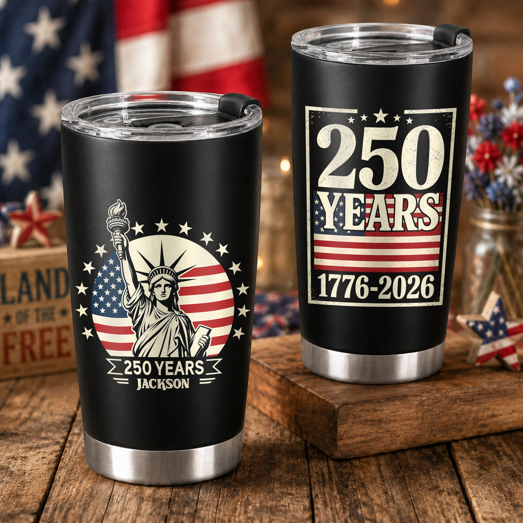 Personalized Statue of Liberty Tumbler Custom Name 250th Anniversary Gift HN590 - Fat Tumbler GradoCreations