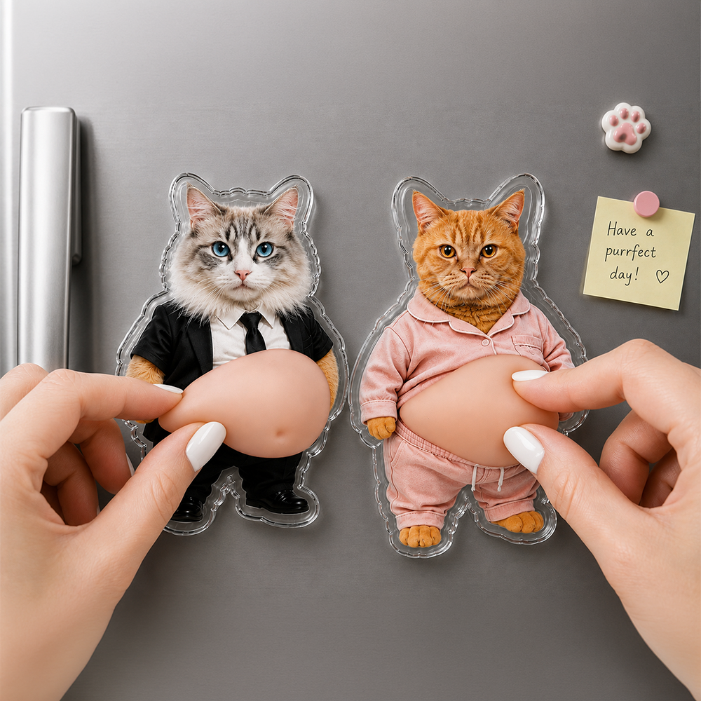 Personalized Funny Photo Squishy Fridge Magnet Gift for Dog Lovers HN590 - Acrylic Squishy Fridge Magnet Fix GradoCreations