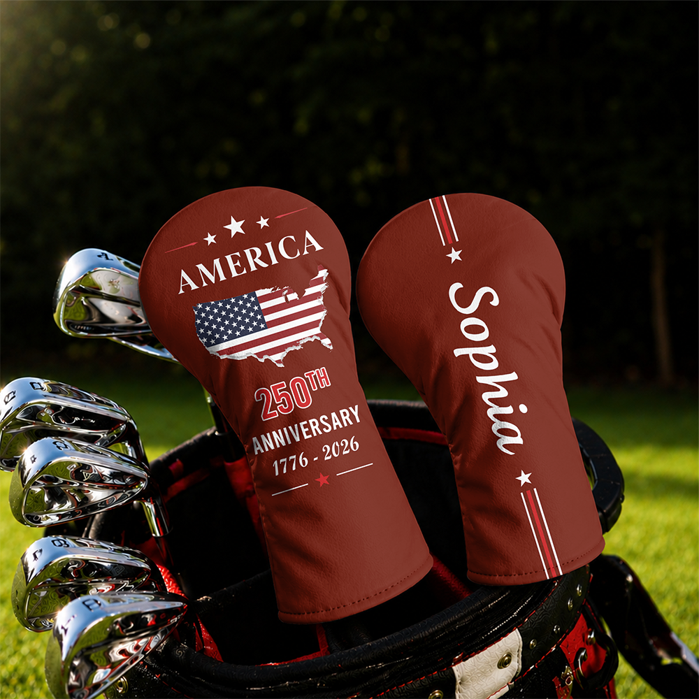 Personalized Golf Head Cover Custom Name 250th Anniversary Gift HN590 - Golf Head Cover GradoCreations