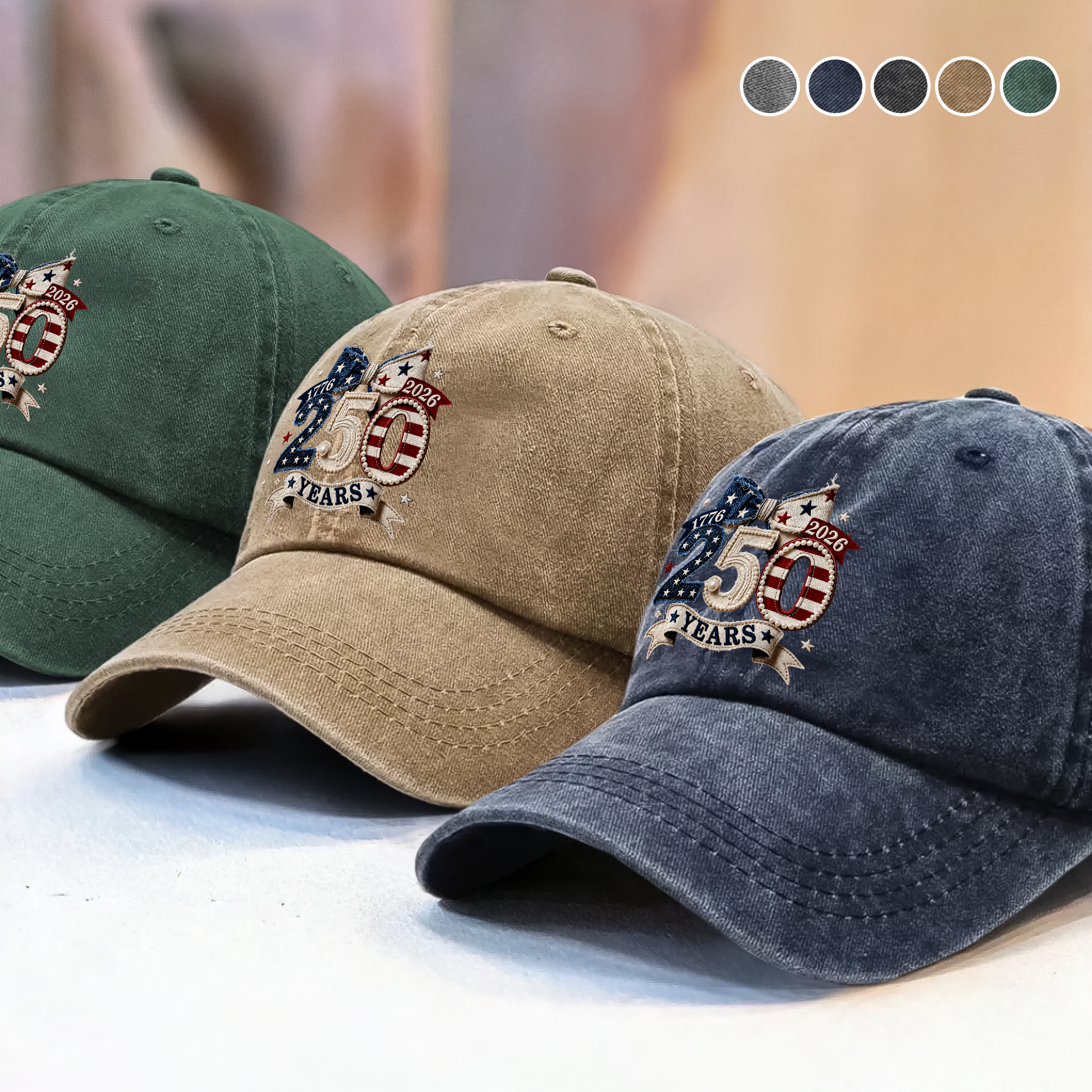 Personalized Washed Denim Baseball Cap Gift for 4th of July HN590 - Washed Denim Baseball Cap GradoCreations