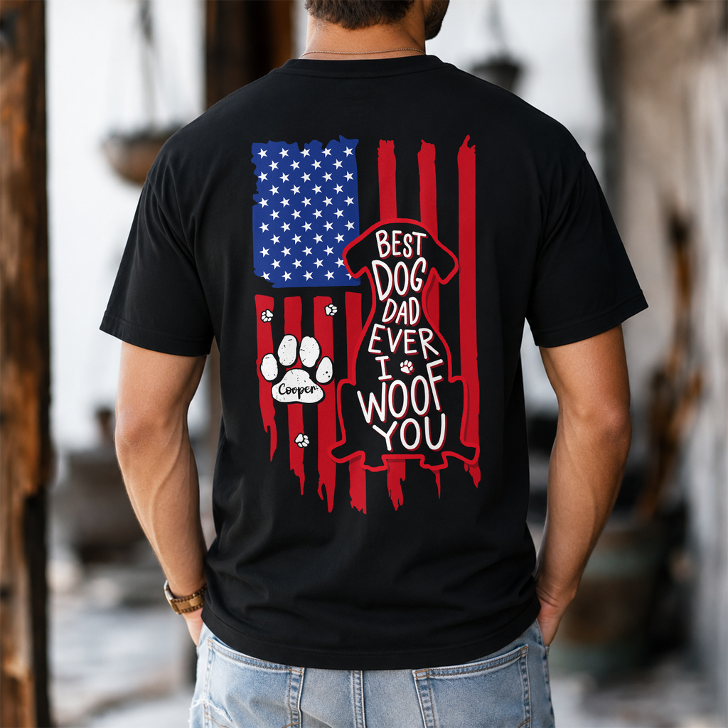 Personalized We Woof You Dog Dad Comfort Shirt Gift for Dad Comfort Shirt Back GradoCreations