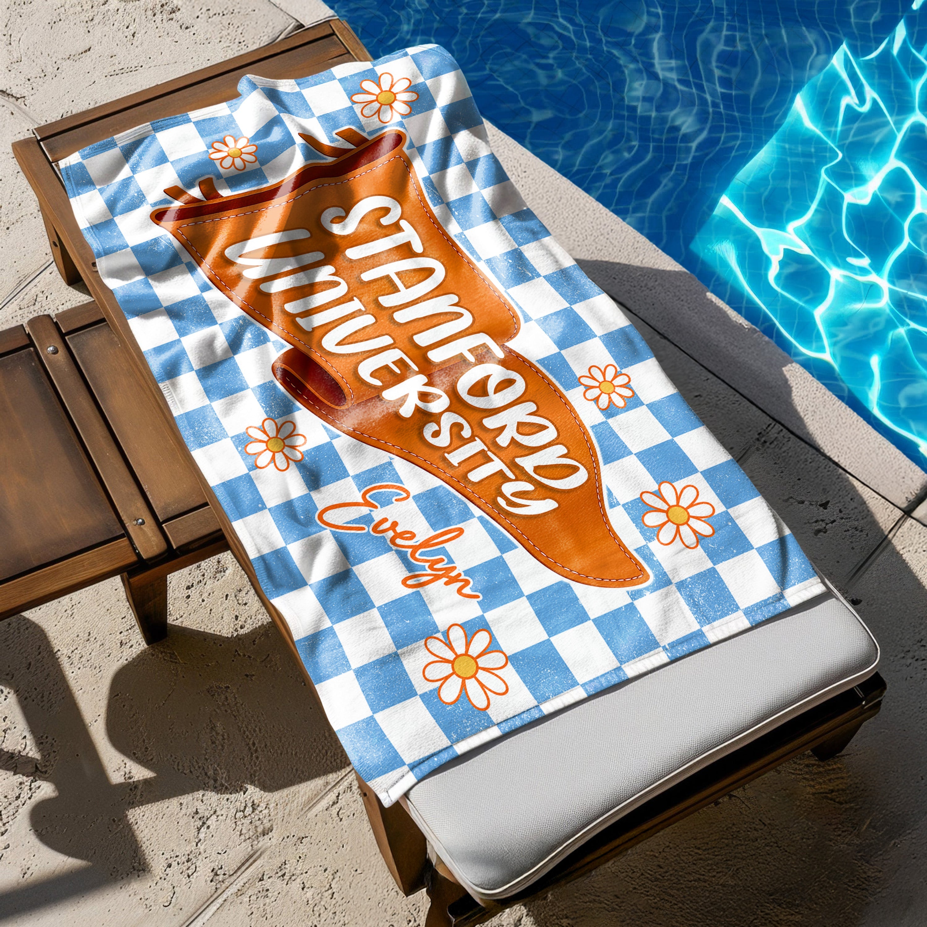 Personalized University Name Pennant Beach Towel Graduation Gift HN590 - Beach Towels GradoCreations