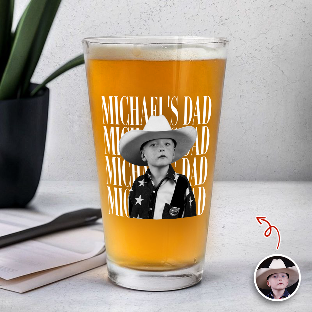 Personalized Vintage Photo Beer Glass Custom Gift for Dad HN590 - Print Beer Glass GradoCreations