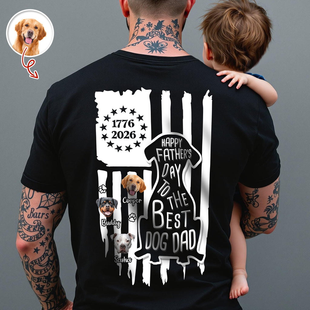 Personalized Father's Day Shirt Best Dog Dad Gift Custom Design HN590 - Tshirt Back GradoCreations