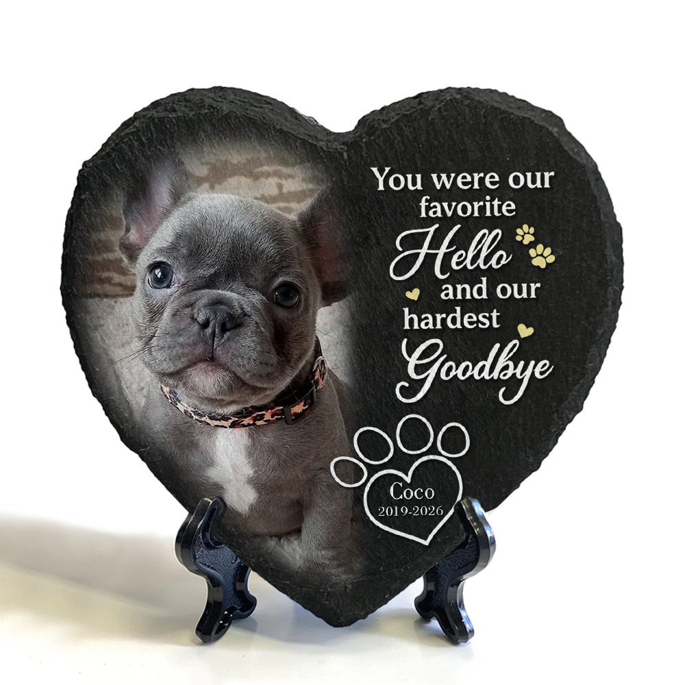 Personalized Pet Memorial Heart Shaped Stone Custom Photo Gift HN590 - Heart Shaped Stone GradoCreations