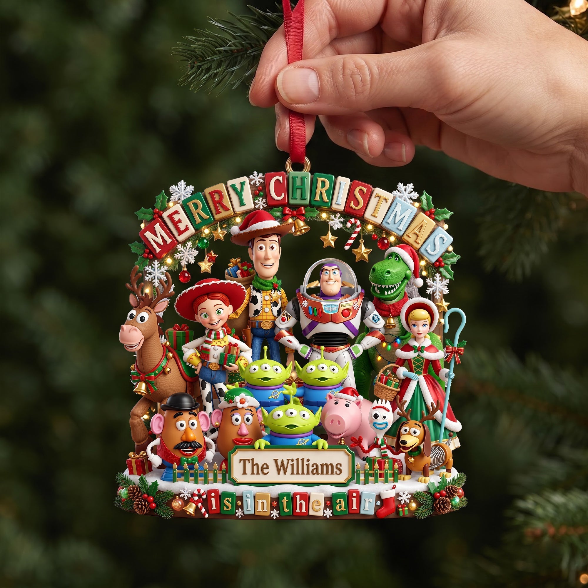 Personalized Acrylic Christmas Ornament Family Gift Joyful Design Ornament GradoCreations